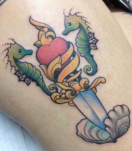 Tattoos - Love Dagger opening an oyster - 87039