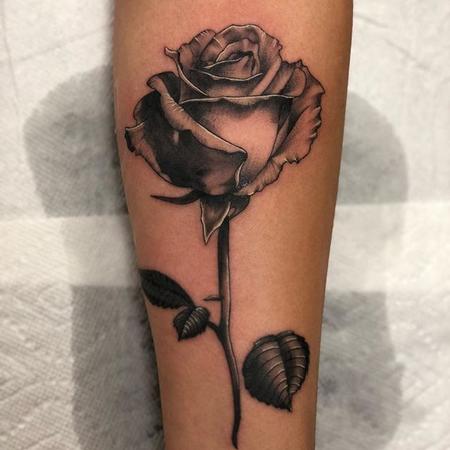 Tattoos - Black and Grey Rose - 132042