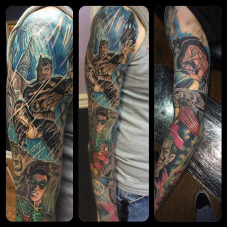 Chad Miskimon of Evolved Body Arts : Tattoos : Body Part Arm Sleeve : Batman  Sleeve