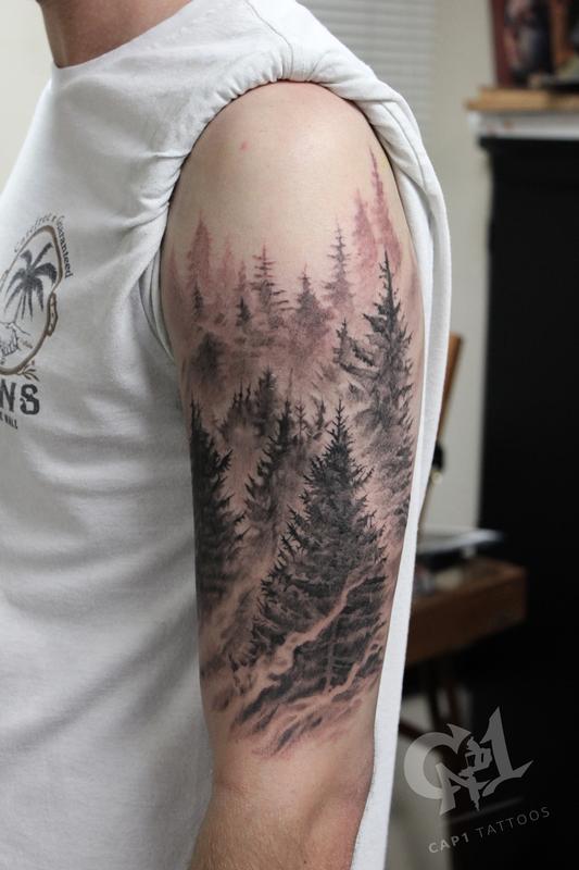 Pine Tree Forest Tattoo By Capone Tattoos