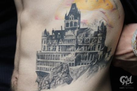 Tattoos - Burning Cliff House Tattoo - 123227