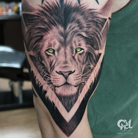 Tattoos - Geometric Lion Tattoo - 127689