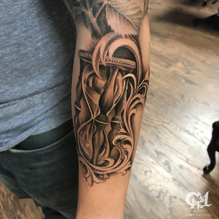 Tattoos - Realistic Hourglass Tattoo - 127690