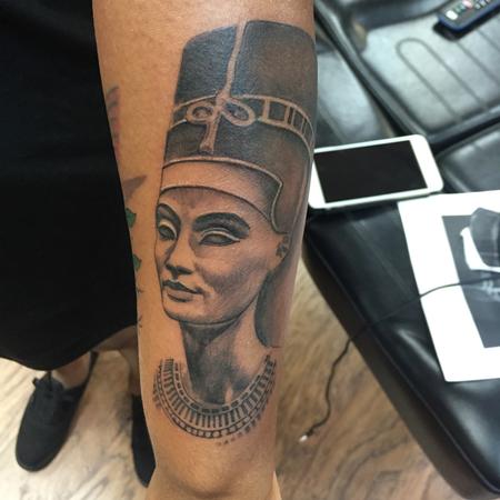Tattoos - Black And Gray Nefertiti Egyptian Queen  - 120084