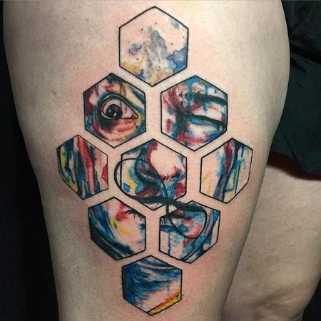 Tattoos - Color Hexagon Dali Tattoo - 117076