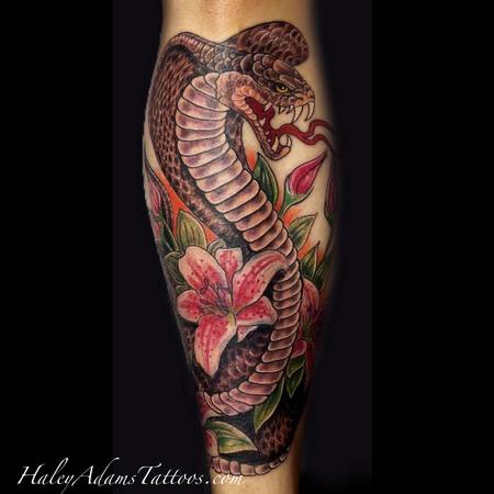 Tattoos - snake and lily tattoo - 106741