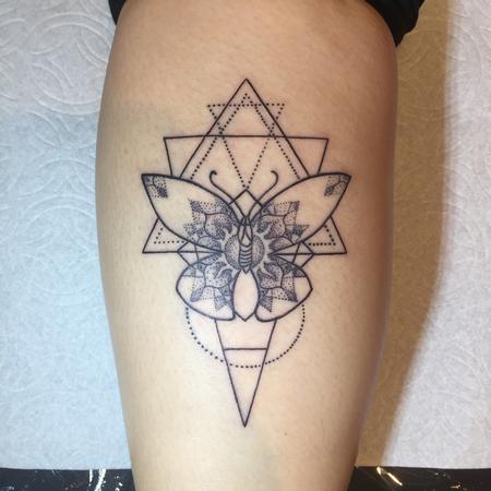 Tattoos - Geometric Stipple Butterfly Tattoo - 117074