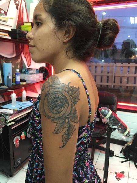 Tattoos - rose shoulder tattoo - 116448