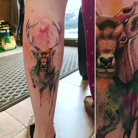 Tattoos - watercolor deer - 129941