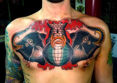 Tattoos - Traditional Style Elephant Tattoo - 61597