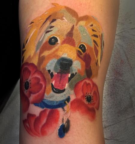 Tattoos - Mosaic watercolor dog portrait - 125325