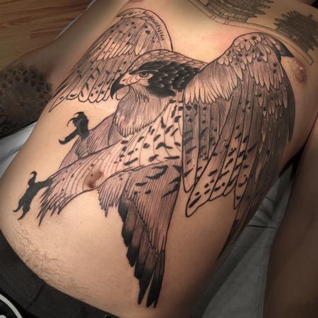 Tattoos - Line work/Black work Hawk - 125652