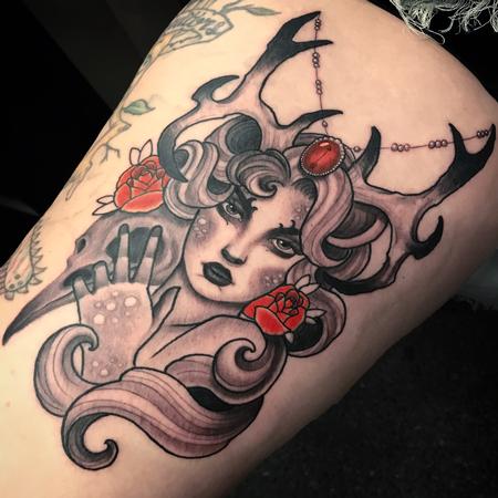 Tattoos - Lady Fauna Black and grey - 129441