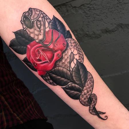 Tattoos - Rose with Snake and jewels - 130523