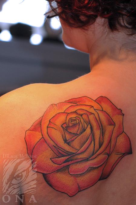 Tattoos - yellow pink rose tattoo - 84459
