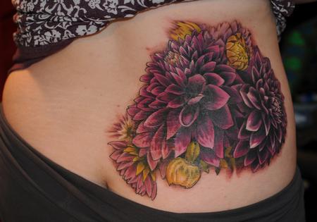 Tattoos - dahlia flower color tattoo - 84454