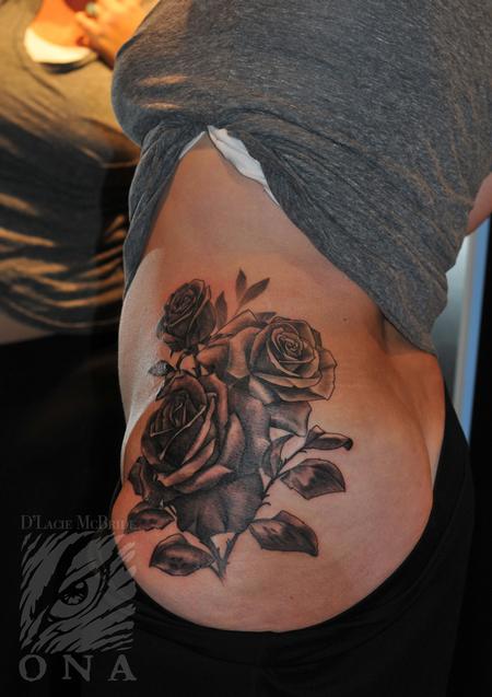Tattoos - black and grey rose flower tattoo - 84463