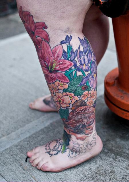 Tattoos - flowers bugs color tattoo - 84469
