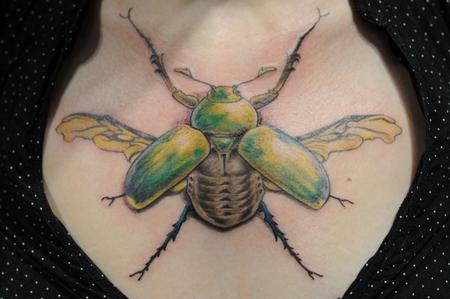 Tattoos - scarab beetle bug chest tattoo - 84471