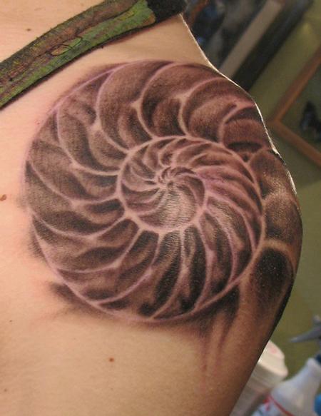 Tattoos - Nautilus black and grey tattoo - 84475