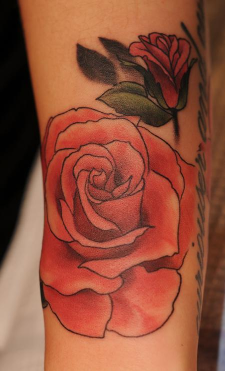 Tattoos - pink rose color tattoo - 84479