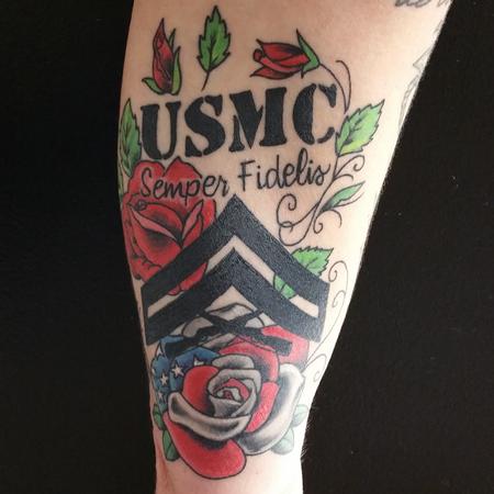 Tattoos - USMC Rank And Roses - 129422