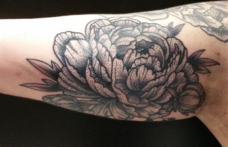 Tattoos - Dot work Peony Bouquet  - 129421