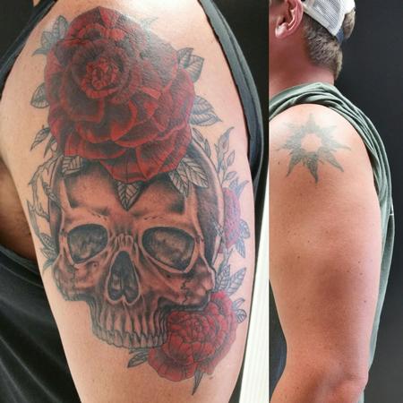 Tattoos - Skull Rose Cover Up - 129521