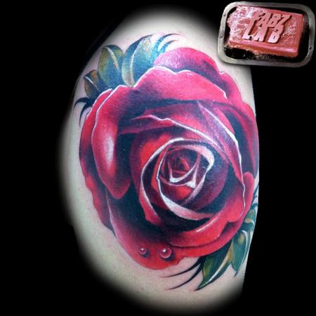 Tattoos - Rose Tattoo with Dew Drops - 62175