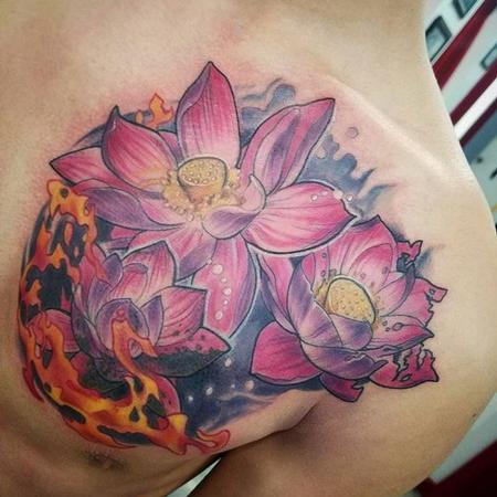 Tattoos - Lotus flowers and flames - 132179