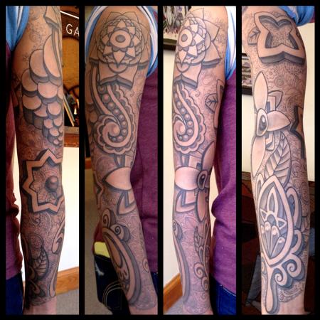 Tattoos - Black and grey paisley sleeve - 95840