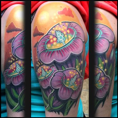 Tattoos - Fully healed flowers and sunny  sky - 101697