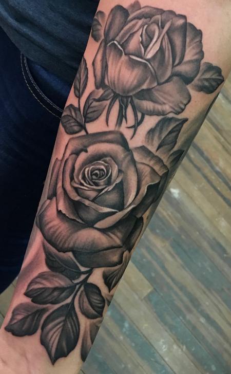 Tattoos - Black & Grey Roses - 127248
