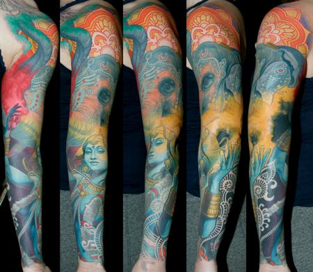 Tattoos - Holi Festival Sleeve Tattoo - 114754