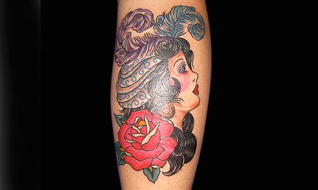 Tattoos - Traditional Girl Tattoo - 61612