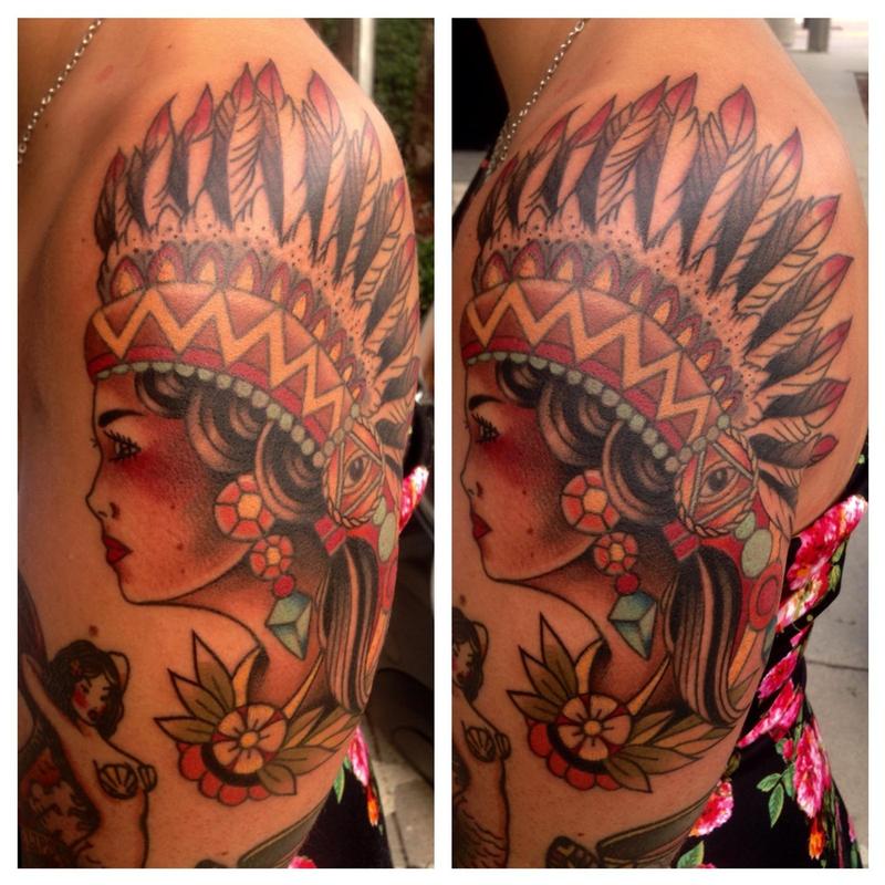 Traditional Indian Head by Michael Lee Suarez: TattooNOW