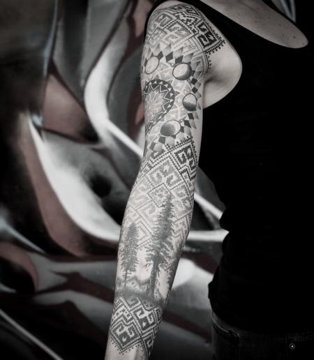 Tattoos - blackwork dotwork sleeve - 129929