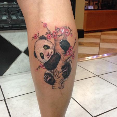 Tattoos - Panda in Tree Color Tattoo - 117512