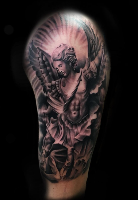 Tattoos - Angel black and grey tattoo - 132789