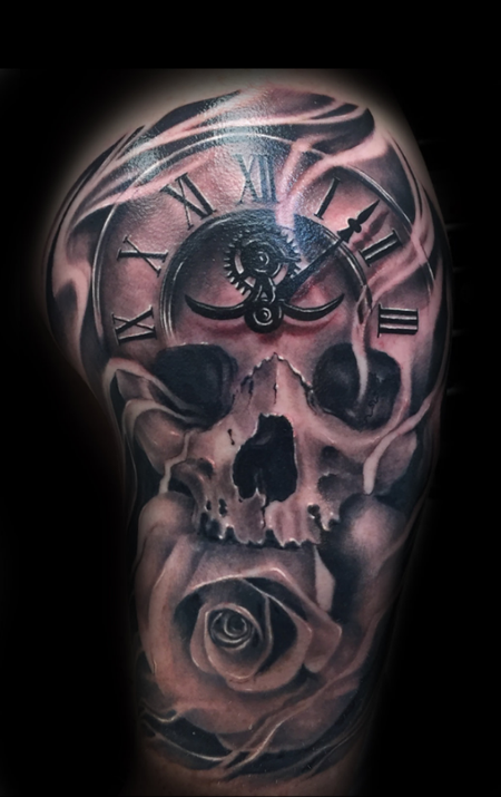 Tattoos - Skull clock tattoo - 132792