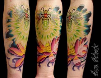 Tattoos - Bee and Lotus Tattoo - 30312