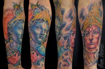 Tattoos - krishna and hanuman tattoo - 35512