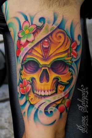 Tattoos - Jeweled Skull Tattoo - 35508