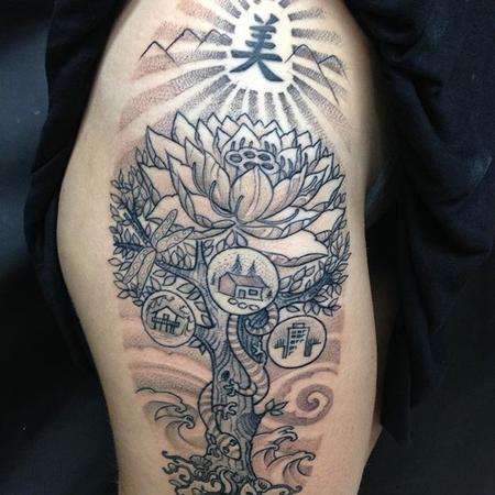 Tattoos - Blackwork Lotus - 132007