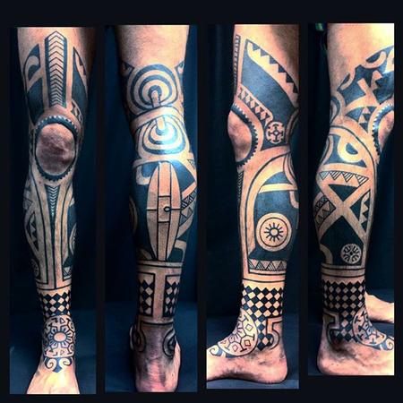 Tattoos - Polynesian Leg Sleeve - 132010