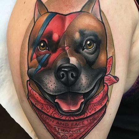 Tattoos - Bowie Dog Portrait   - 133082