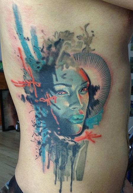 Tattoos - Blue explosive lady - 91535