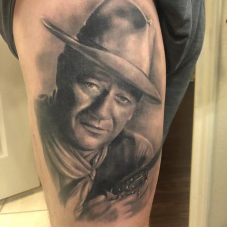 Lefty Colbert - John Wayne Portrait Tattoo healed