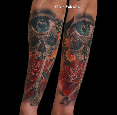 Tattoos - Butterfly skull and rose - 93217