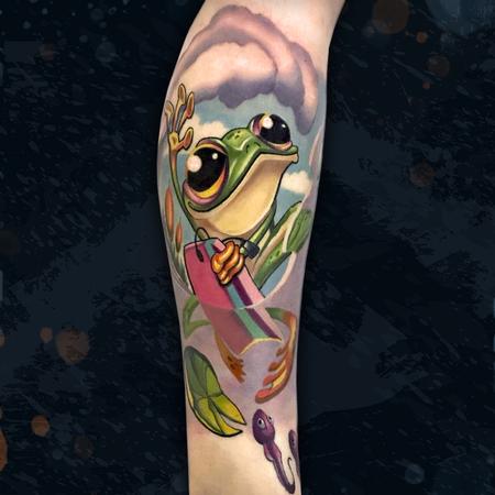 Tattoos - Boogie Boarding Frog - 142581